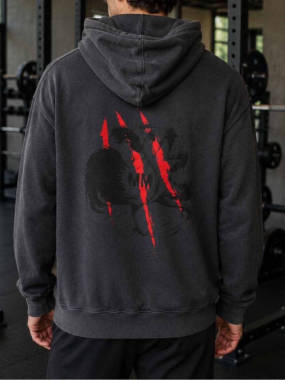 MOTHER MOTHER Gray Rooster  Fleece Hoodie Red Slash Graphic Indie Music Band